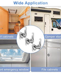 Secure RV compartments, cabinets and drawers with a thumb operated offset cam lock featuring a 1 inch cylinder for doors