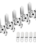 Five 5/8 inch thumb-operated offset cam locks provide secure, keyless locking for RV compartments, cabinets, and drawers, zinc alloy, chrome finish.