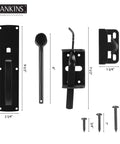 Heavy Duty Thumb Gate Latch Hardware With Handle For Wooden And Vinyl Fences Self Locking Outdoor Gate Lock Kit parts displayed