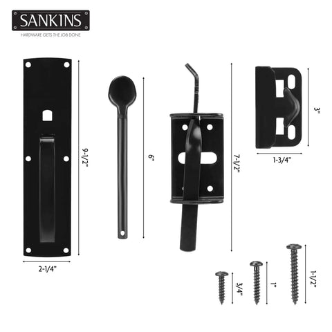 Heavy Duty Thumb Gate Latch Hardware With Handle For Wooden And Vinyl Fences Self Locking Outdoor Gate Lock Kit parts displayed