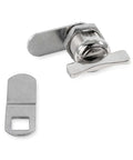 Thumb Operated Offset Cam Lock In Multicolor Finish For Cabinet Or Storage Compartments Seven Eighths Inch Backset With Face Plate Mount Includes Straight And Offset CAM For Easy Turn Security And Flexible Replacement Installations