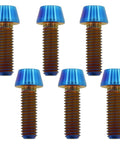 ✝️ TIRYTU Titanium Bolts M5x15 - Corrosion Resistant, Tapered Head, Burnt Blue, 6PC. Ideal for bike, motorcycle, marine use.