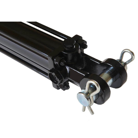 Close-up of Workhorse Double Acting Tie Rod Hydraulic Cylinder for Agriculture, 2 Inch Bore 10 Inch Stroke, welded construction