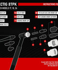 Diagram of components in the 87-Piece TIG Welding Accessories Torch Kit With Stubby Gas Lens And 12 Cups For WP-17, WP-18 And WP-26.