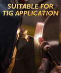 Close-up of ER4043 Aluminum TIG Welding Rod One Eighth Inch Diameter By Sixteen Inch Length Five Pound Pack Being Used in TIG Application.