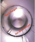 Demonstration of Back Purge Plugs For TIG Welding One To One Point Five Inch Pipe And Tube Set, showing purged versus non-purged welds.