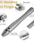 Efficient TIG Pen Finger Feeder For Precise Wire Feeding and A Wide Welding Rod Holder, showing aluminum construction and key features.