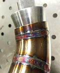 Close-up of welded pipe with Back Purge Plugs For TIG Welding One To One Point Five Inch Pipe And Tube Set Of Two installed