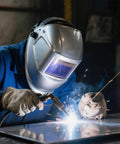 Welder using ER70S-6 TIG Welding Rod For Mild Steel One Sixteenth Inch By Sixteen Inch 5.5 Lb Pack in workshop