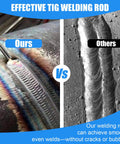 Comparison of welds using Stainless Steel TIG Welding Rods 50 Pack ER308L 1 By 16 Inch Filler Rod, showing smooth and rough textures.