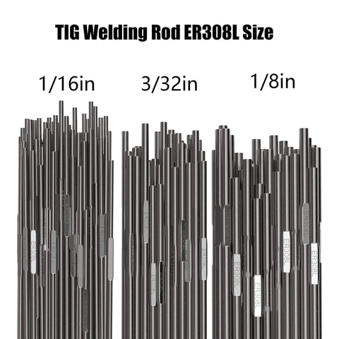 TIG Welding Rod Set ER308L Stainless Steel From Sonnler For Pro Grade TIG Welds With Low Splatter And Solid Corrosion Resistance 16 Inch Length 5 Pound Pack Diameters One Sixteenth Three Thirty Seconds And One Eighth Inch