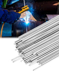 Stainless Steel TIG Welding Rod ER308L Filler Wire One Sixteenth Inch By Sixteen Inch Fifty Count One Pound Pack next to welding scene