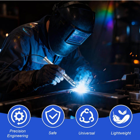 Welder using TIG Wire Feeder Pen For 1 32nd To 1 8th Inch Wires, Smooth, Precise Wire Delivery in dark workshop, Silver Zonon