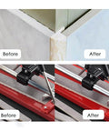 Before and after of tile edges and cutter machine using Tile Pusher Guide Oil For Cutter Machines, Rust Prevention Lubricant For Rail Cutting Gear And Shafts.