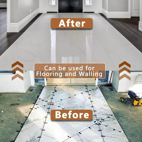 Before and after using 2000 Piece Tile Leveling System Clips For Professional Ceramic Tile And Stone Installation with a 1.5mm grout joint.