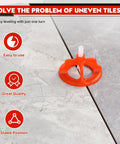 Tile Leveling System Clips 500 Pack One Eighth Inch Spacers For Wall And Floor Ceramic Tile And Stone Install displayed on tiles