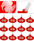 Close-up of red caps and spiral bases from a One Eighth Inch Tile Leveling System With Spiral Spacers And Red Reusable Caps Kit