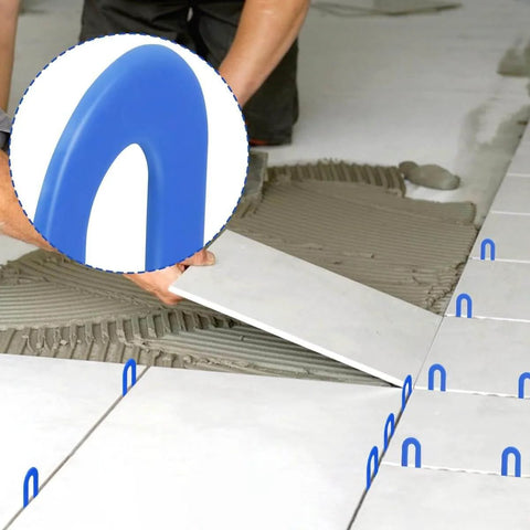 Tile Leveling System One Sixteenth Inch Spacers 300 Pieces Horseshoe U Shape Clips For Various Tile Types And Alignment in use