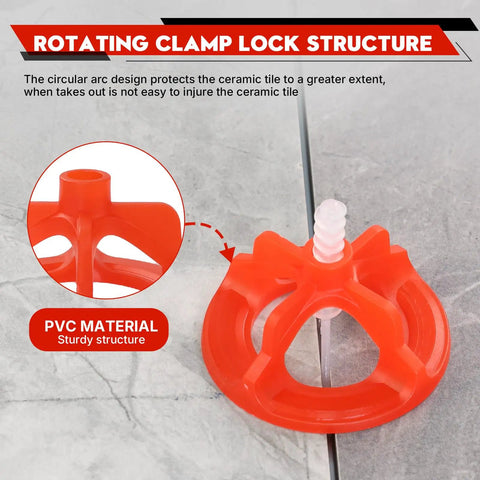 Tile Leveling System Clips 500 Pack One Eighth Inch Spacers For Wall And Floor Ceramic Tile And Stone Install Easy Do It Yourself Setup With Pro Grade Precision Gap Control Storystore, close-up of orange plastic spacer on tile.
