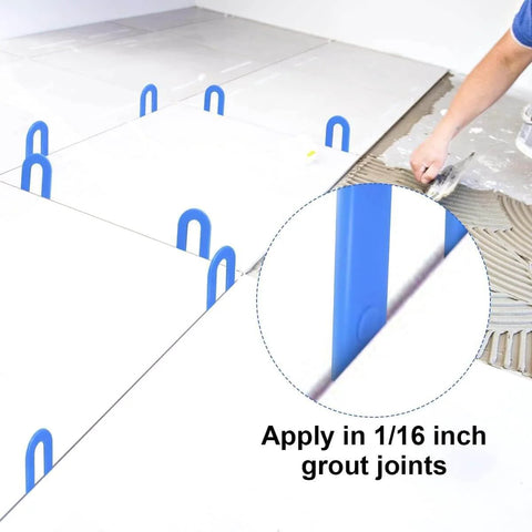 Tile Leveling System One Sixteenth Inch Spacers 300 Pieces Horseshoe U Shape Clips For Various Tile Types And Alignment in use