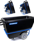 Tilt Dump Cart With Forklift-Ready Frame, Half Yard Capacity, 12-Inch Non-Marking Wheels And 5-Inch Casters, 850-Pound Load, Heavy-Duty Trash Cart For Jobsites, DUC12T-F-NM-03PK Three-Pack