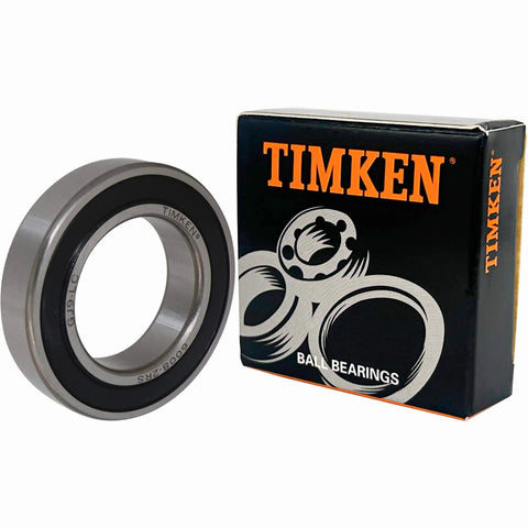 Timken 6008-2RS Double Rubber Seal Bearings 40x68x15mm Two Pack Deep Groove Ball Bearings next to packaging