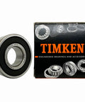 Timken 6202-2RS double seal ball bearing 15x35x11mm with packaging, pre-lubricated for smooth rotation, 2 pack.