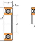 Diagram of Timken 6203-2RS Deep Groove Ball Bearing 17x40x12mm High Precision Sealed, showing dimensions B, D, d, Rsmin.