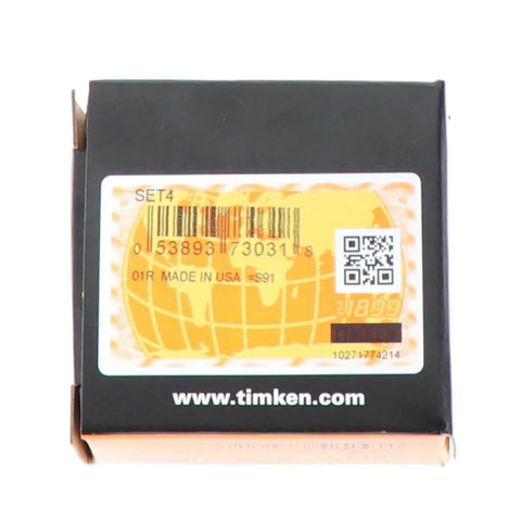Timken SET4 L44649/L44610 Tapered Roller Bearing Cone and Cup Set packaging with barcode and QR code visible