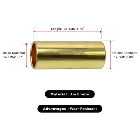 Bronze Trailer Leaf Spring Bushing K7129100 with dimensions and material labeled, tin bronze, wear-resistant, ID 14.6mm, OD 17.6mm, length 44.1mm