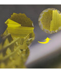 Close-up of a TiN coated carbide end mill with detailed cutting edges, part of Ten Piece TiN Coated Solid Carbide End Mills For PCB Engraving And CNC Router Milling With One Eighth Inch Shank 0.6mm Cutting Edge Diameter High Hardness HRC 62 Pro Grade Bits For Precise Engraving And Fast Milling.