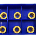 10 Pack RCMT10T3MO R5 Pro Grade Carbide Turning Inserts Tin Coated For Fast Cutting, Long Tool Life, view in blue plastic tray
