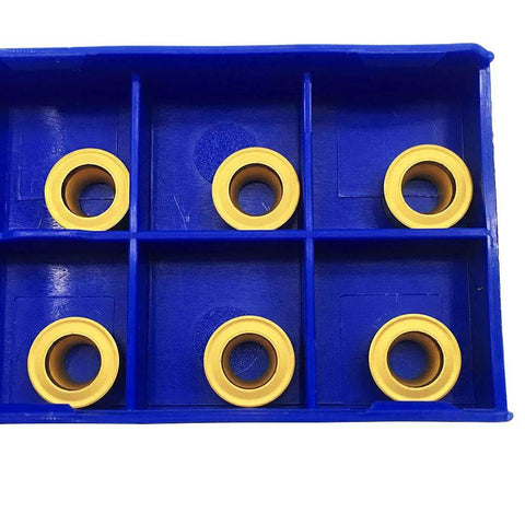 10 Pack RCMT10T3MO R5 Pro Grade Carbide Turning Inserts Tin Coated For Fast Cutting, Long Tool Life, view in blue plastic tray