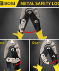 10 Inch Aviation Tin Snips Right Cut with Safety Latch, Chrome Vanadium Steel, featuring metal safety lock mechanism