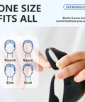 Hand holding flexible frame of Tinted Safety Glasses Bulk 24 Pack With UV Protection Dark Smoke Lenses, suitable for all face shapes.