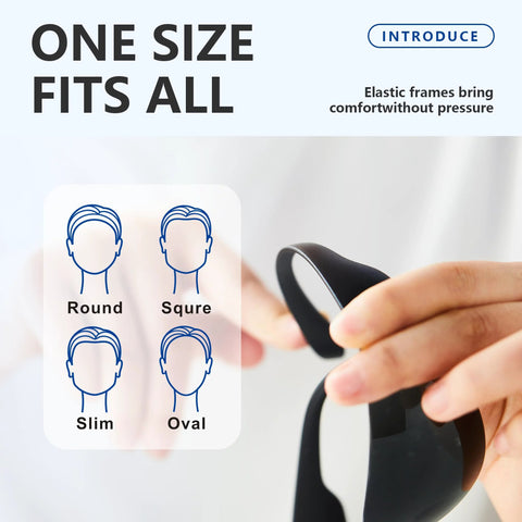 Hand holding flexible frame of Tinted Safety Glasses Bulk 24 Pack With UV Protection Dark Smoke Lenses, suitable for all face shapes.