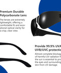 Tinted Safety Glasses Bulk 24 Pack With UV Protection Dark Smoke Lenses, side view showing polycarbonate lens and UV details