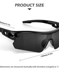 3 Pack Tinted Safety Glasses ANSI Z87.1 Protective Eyewear For Work And Shooting, side view showing dimensions