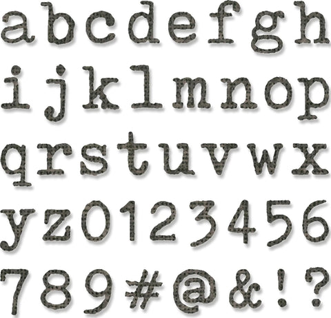 Tiny Type Lower Alphanumeric Die Set 146 Pack For Cardmaking And Scrapbooking With Sizzix Thinlits By Tim Holtz multicolor letters