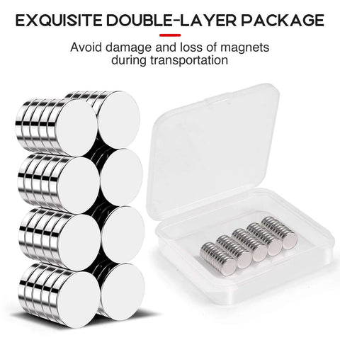 50 Pack Tiny Round Refrigerator Magnets 10x3mm For Whiteboards Craft Projects Office Organization with storage case