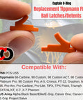 Close-up of Replacement Ball Detent Latch for Tippmann 98 Custom A5 X7 Markers FA 18 showing orange rubber piece.