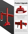 Bearing Manual Tire Changer Duck Head Adapter Kit with Silver Cone shown with red components and handle in upgrade view