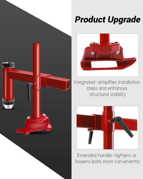 Bearing Manual Tire Changer Duck Head Adapter Kit with Silver Cone shown with red components and handle in upgrade view