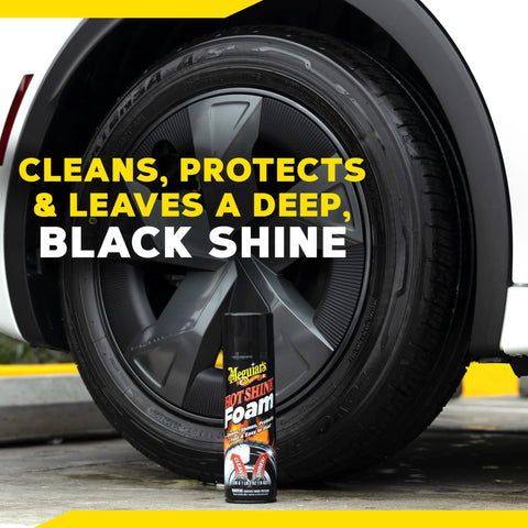 Hot Shine Tire Foam High Gloss Tire Shine That Cleans Shines And Protects In One Easy Spray Step For Deep Black Tire Finish