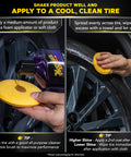 Applying Endurance Tire Gel 16 Oz Purple For A Lasting Gloss Finish on tire with sponge applicator, showing even spread technique.
