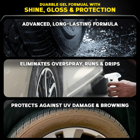 Endurance Tire Gel 16 Oz Purple For A Lasting Gloss Finish, Deep Black And Clean Tires, Weather-Resistant Shine, Non-Run Gel Formula That Prevents Runs And Drips, Premium Car Care Gift For Tire Enthusiasts