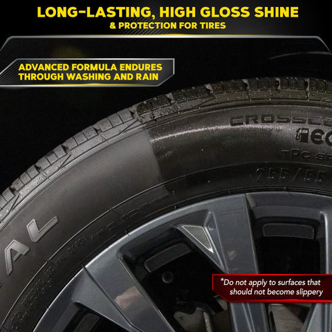 Endurance Tire Gel 16 Oz Purple For A Lasting Gloss Finish, Deep Black And Clean Tires, Weather-Resistant Shine, Non-Run Gel Formula That Prevents Runs And Drips, Premium Car Care Gift For Tire Enthusiasts applied on tire for high gloss effect