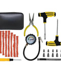 All Terrain Tire Patch Kit For Cars Trucks And RVs Quick Fix Heavy Duty Glue And Rubber Strips Puncture Repair On The Go Easy Install Emergency Tire Repair Tool For Roadside DIY Durability Ready To Roll, including tools and strips.