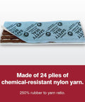 Truck Tire Deluxe Repair Kit patch made of chemical-resistant nylon yarn, shown with product specifications.