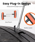 Flat Tire Repair Kit With Plugs 16 Pcs Heavy Duty Tire Plug Kit showing easy plug-in design with T-handle tools.